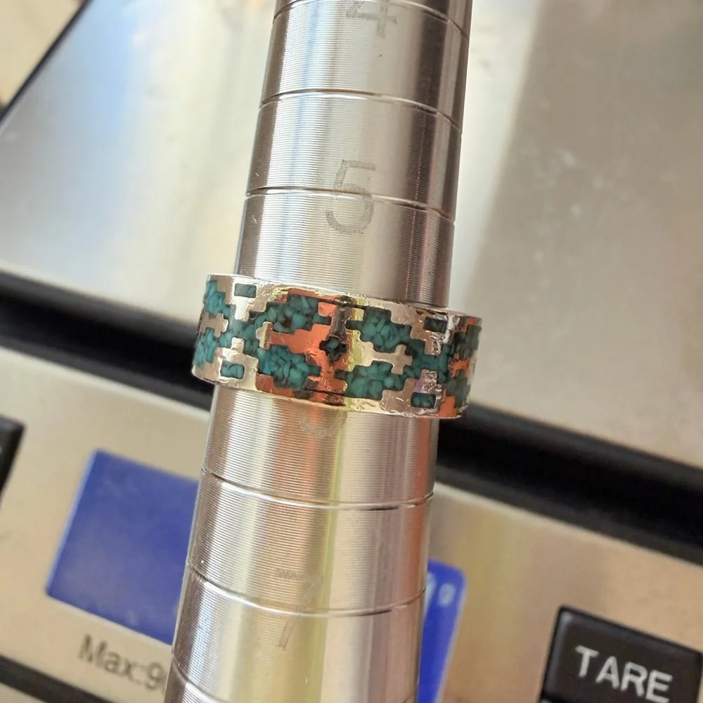 Sterling Ring with Blue Turquoise Accents